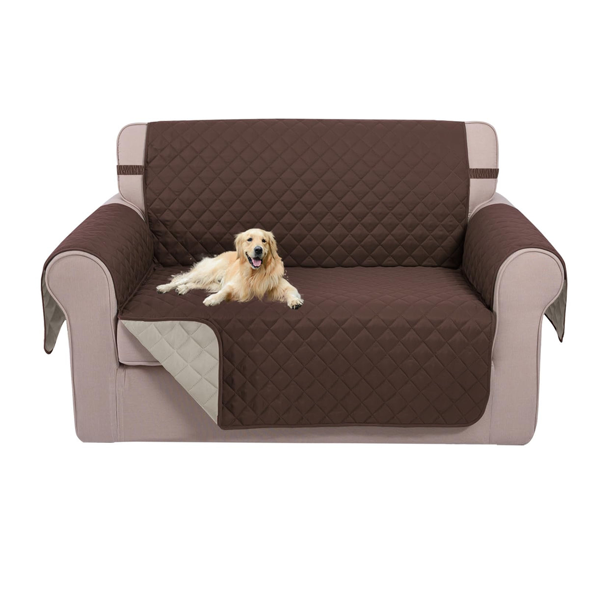 U-NICE HOME Reversible Sofa Cover Couch Cover for Dogs, Coffee/Beige