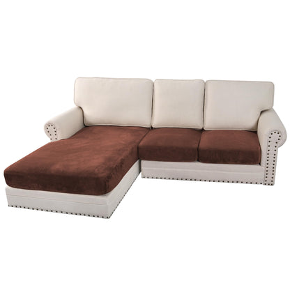 H.VERSAILTEX Velvet Stretch Couch Cushion Cover Plush Cushion Slipcover for Chair Loveseat Sofa Cushion Furniture Protector Seat Cushion Sofa Cover (2 Piece Large Sofa Cushion Covers, Ivory)