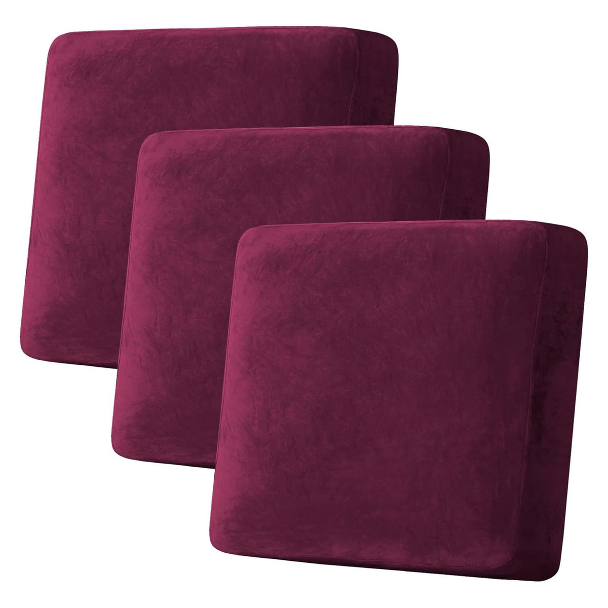 H.VERSAILTEX Velvet Stretch Couch Cushion Cover Plush Cushion Slipcover for Chair Loveseat Sofa Cushion Furniture Protector Seat Cushion Sofa Cover (3 Piece Sofa Cushion Covers, Ivory)