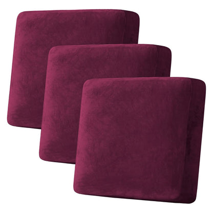 H.VERSAILTEX Velvet Stretch Couch Cushion Cover Plush Cushion Slipcover for Chair Loveseat Sofa Cushion Furniture Protector Seat Cushion Sofa Cover (3 Piece Sofa Cushion Covers, Ivory)