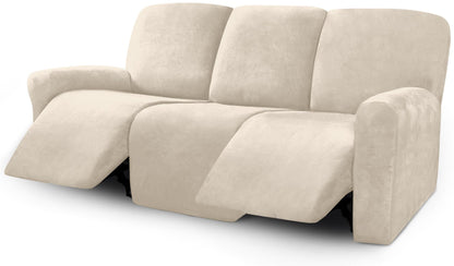 ULTICOR Velvet 8-Pieces Recliner Sofa Covers Stretch Reclining Couch Covers for 3 Cushion Reclining Sofa Slipcovers Furniture Covers Thick Soft Washable (3 Seater Recliner Cover, Dark Gray)