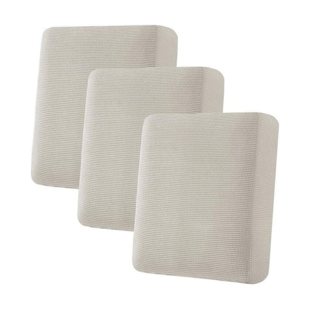 H.VERSAILTEX Super Stretch Individual Seat Cushion Covers Sofa Covers Couch Cushion Cover Slipcover Sets Thick Jacquard Textured Twill Fabric (3 Piece Sofa Cushion Covers, Grey)