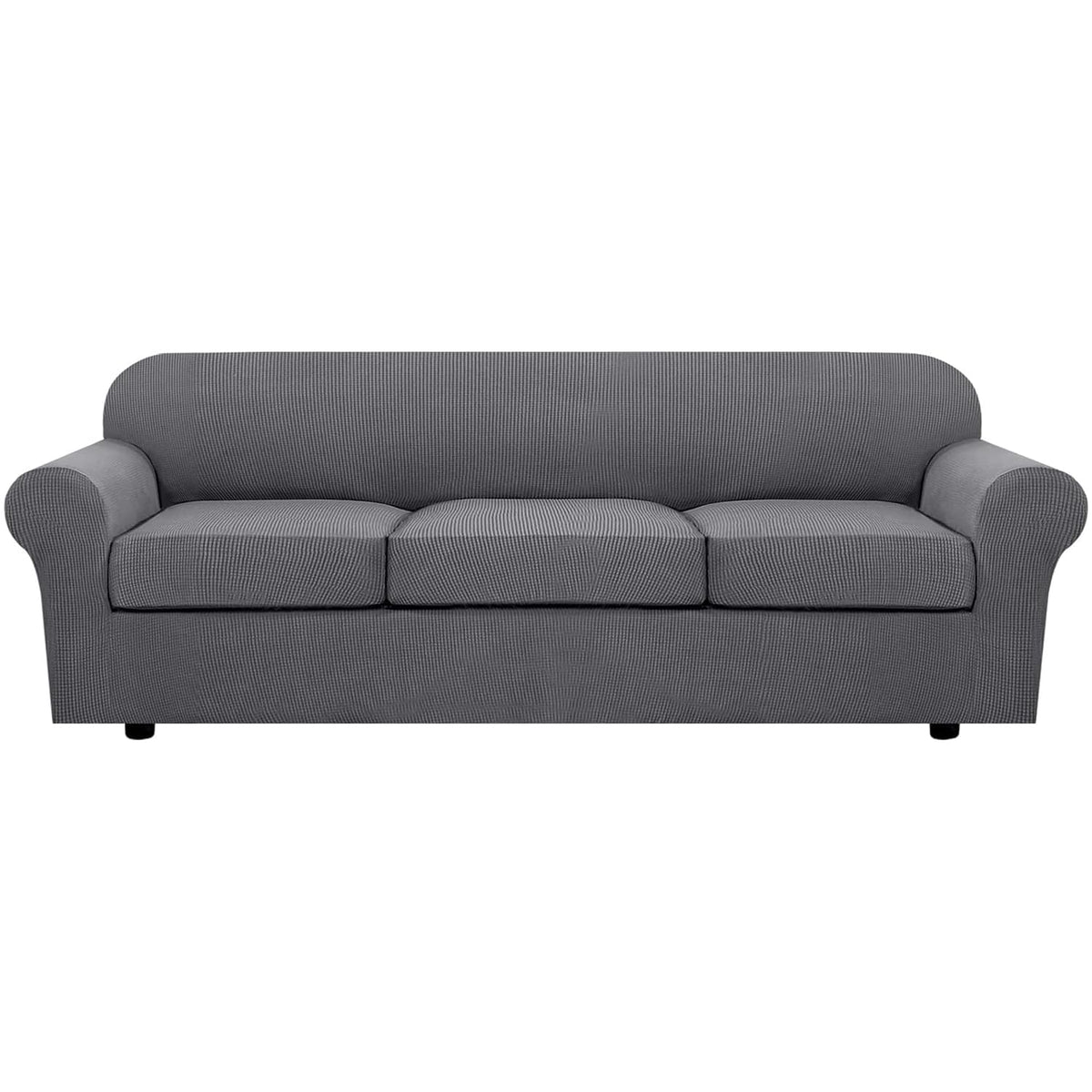 H.VERSAILTEX 4 Piece Stretch Sofa Covers for 3 Cushion Couch Covers for Living Room Furniture Slipcovers (Base Cover Plus 3 Seat Cushion Covers) Upgraded Thicker Jacquard Fabric (Sofa, Navy)