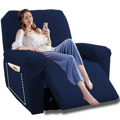 YEMYHOM 8 Pieces Stretch Recliner Sofa Cover Latest Jacquard Reclining Couch Cover with Side Pocket Anti-Slip Fitted 3 Cushion Furniture Slipcovers with Elastic Bottom (Sofa Recliner, Light Gray)