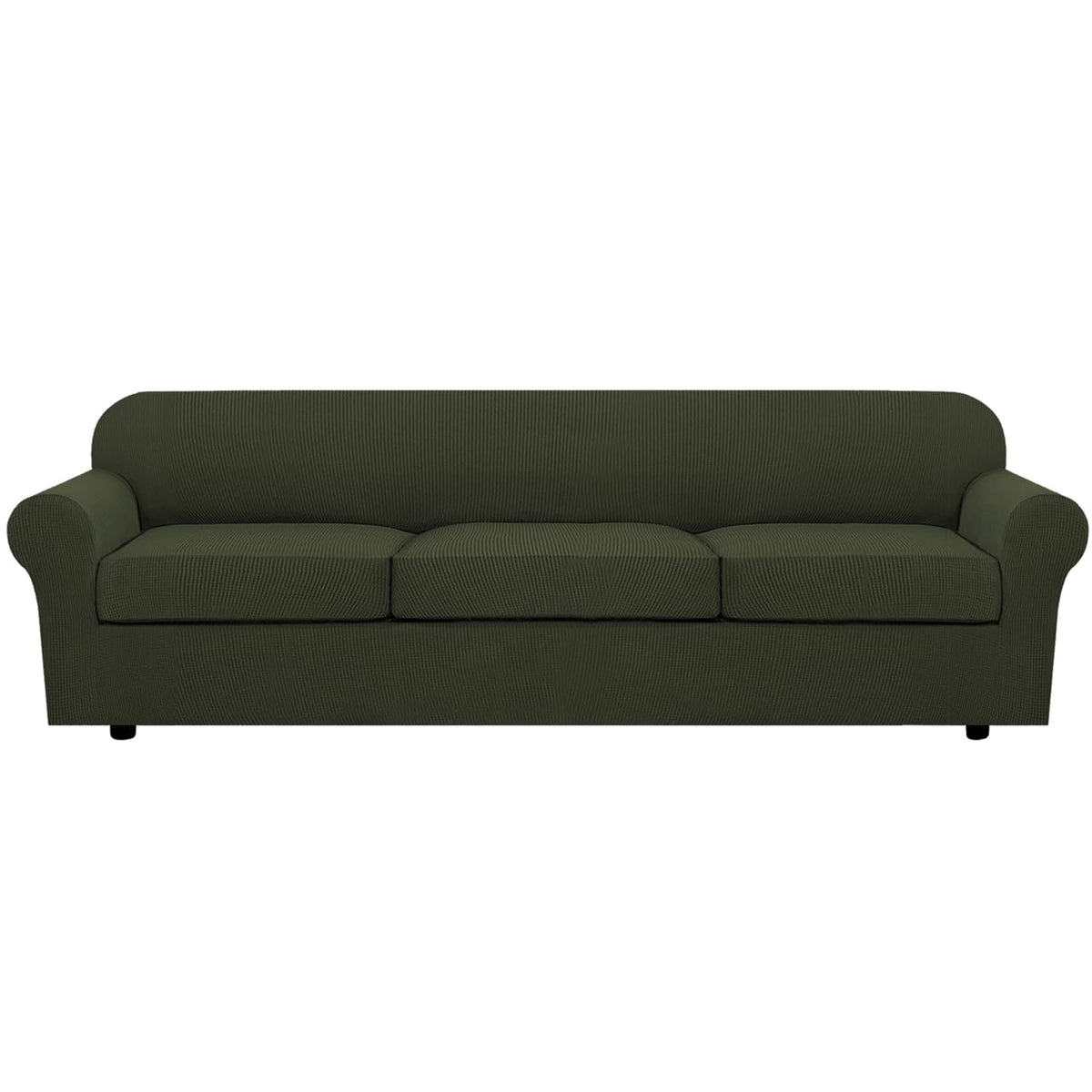 H.VERSAILTEX 4 Piece Stretch Sofa Covers for 3 Cushion Couch Covers for Living Room Furniture Slipcovers (Base Cover Plus 3 Seat Cushion Covers) Upgraded Thicker Jacquard Fabric (Sofa, Navy)