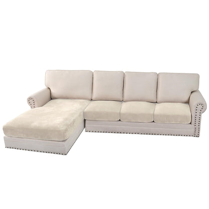 H.VERSAILTEX Velvet Stretch Couch Cushion Cover Plush Cushion Slipcover for Chair Loveseat Sofa Cushion Furniture Protector Seat Cushion Sofa Cover (3 Piece Sofa Cushion Covers, Ivory)