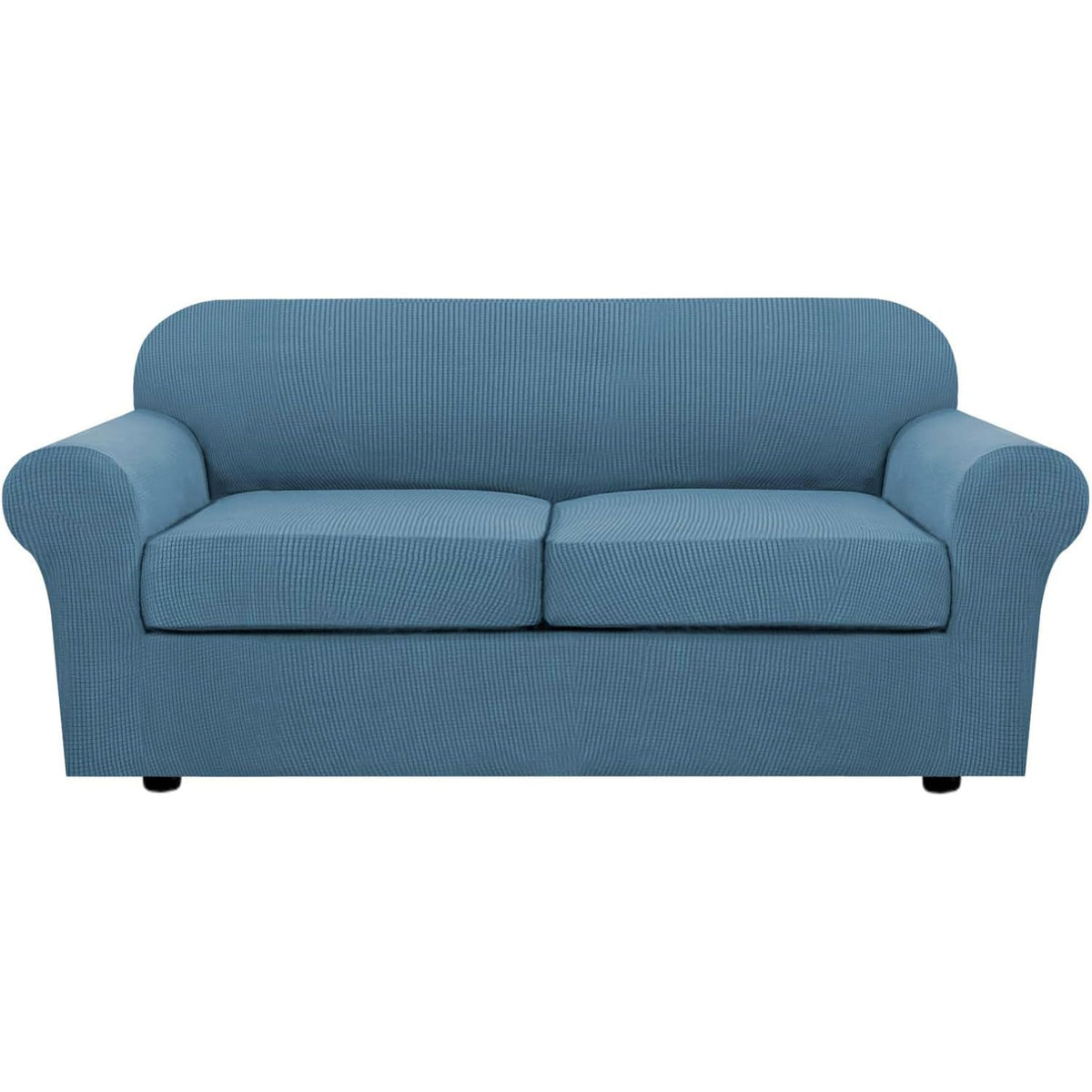 H.VERSAILTEX 4 Piece Stretch Sofa Covers for 3 Cushion Couch Covers for Living Room Furniture Slipcovers (Base Cover Plus 3 Seat Cushion Covers) Upgraded Thicker Jacquard Fabric (Sofa, Navy)