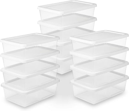 Sterilite Storage Box Stackable Tote, White, 12 Quart, 12 Pack