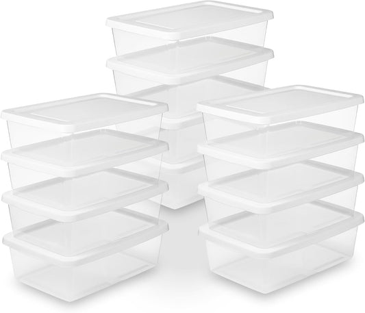 Sterilite Storage Box Stackable Tote, White, 12 Quart, 12 Pack