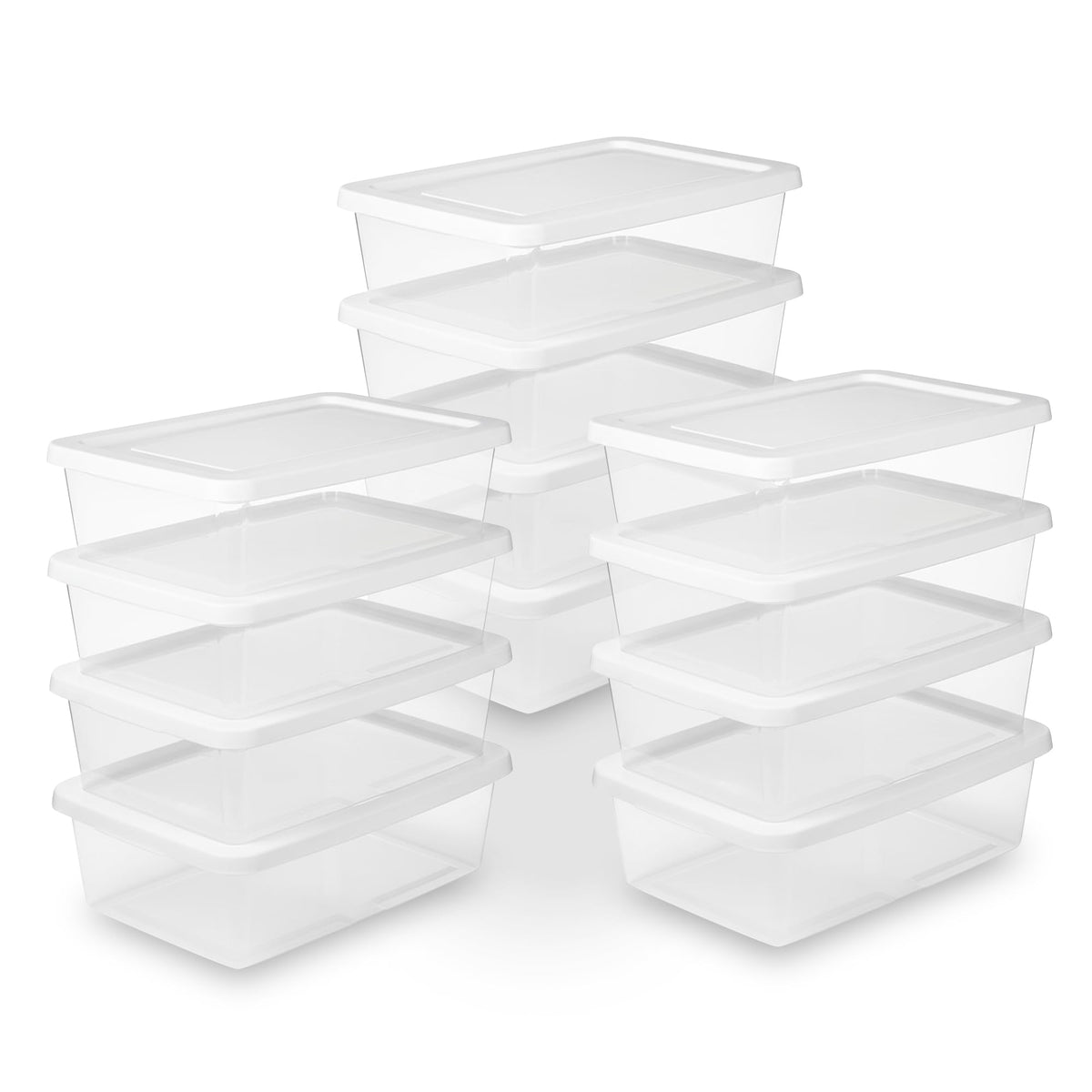 Sterilite Storage Box Stackable Tote, White, 12 Quart, 12 Pack