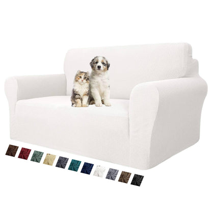 MAXIJIN Super Stretch Couch Cover for 3 Cushion Couch, 1-Piece Universal Sofa Covers Living Room Jacquard Spandex Furniture Protector Dogs Pet Friendly Fitted (Large, Gray)