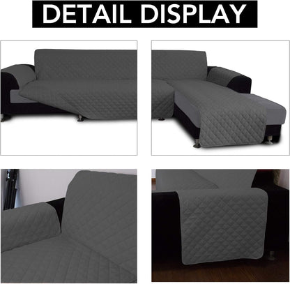 Easy-Going Sectional Couch Covers for Dogs L Shape Sofa Cover Reversible Sofa Slipcover Chaise Lounge Cover Furniture Protector Cover for Pets Dog Cat (Large, Dark Gray/Dark Gray)