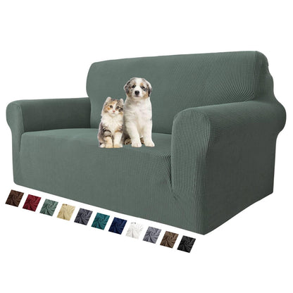 MAXIJIN Super Stretch Couch Cover for 3 Cushion Couch, 1-Piece Universal Sofa Covers Living Room Jacquard Spandex Furniture Protector Dogs Pet Friendly Fitted (Large, Gray)
