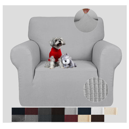 JIVINER High Stretch Couch Covers for 3 Cushion Couch 1-Piece Jacquard Sofa Slipcovers Anti Slip Sofa Cover with Elastic Bottom Furniture Protector for Kids Pets (Sofa, Light Gray and White)