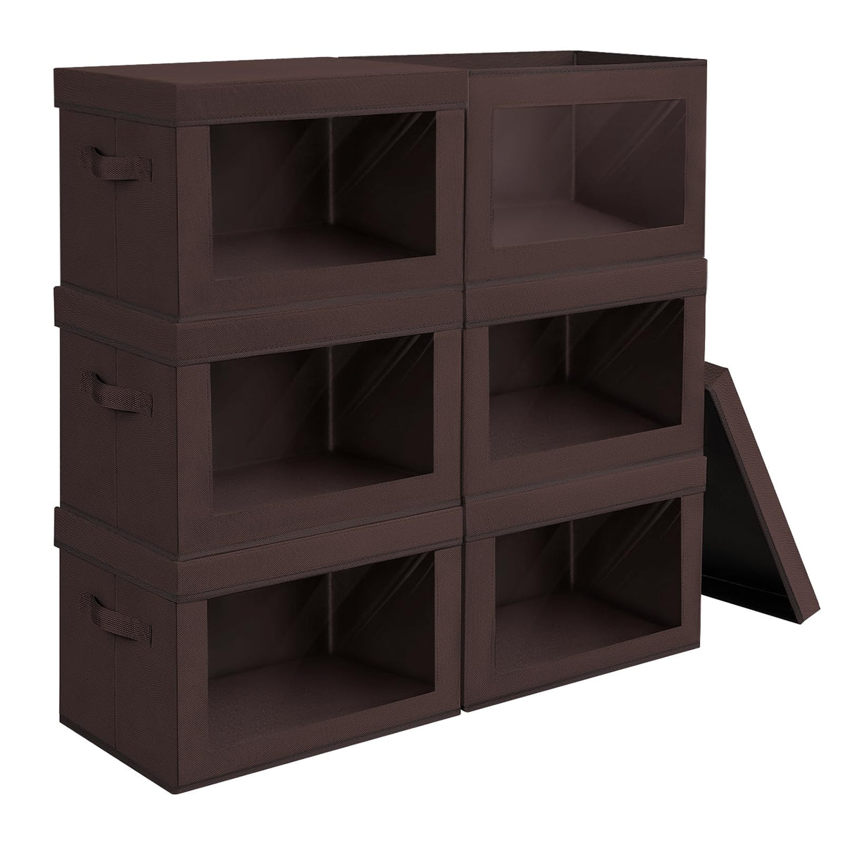 Homsorout Storage Bins with Lids, 4 Pack Large Storage Cubes with Window, Closet Bins with Lids & Handles, Fabric Box for Organizing Clothes, Towels, Books, Beige