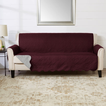 Great Bay Home Reversible Patchwork Sofa Cover - Washable Slipcover Furniture Protector with Elastic Straps - Perfect for Kids & Pets - Box-Stitched Detail (Taupe)