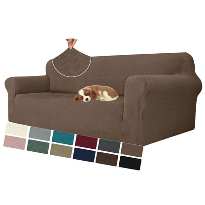 MAXIJIN Super Stretch Couch Cover for 3 Cushion Couch, 1-Piece Universal Sofa Covers Living Room Jacquard Spandex Furniture Protector Dogs Pet Friendly Fitted (Large, Gray)
