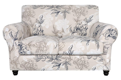 SearchI Stretch Sofa Cover Printed Couch Cover, Floral Pattern 4 Pieces Sofa Slipcover with 3 Separate Cushion Cover, Washable Furniture Protector for Living Room(Sofa, Yellow+Flower)