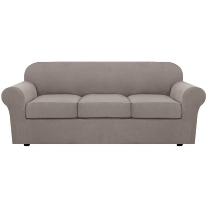 H.VERSAILTEX 4 Piece Stretch Sofa Covers for 3 Cushion Couch Covers for Living Room Furniture Slipcovers (Base Cover Plus 3 Seat Cushion Covers) Upgraded Thicker Jacquard Fabric (Sofa, Navy)
