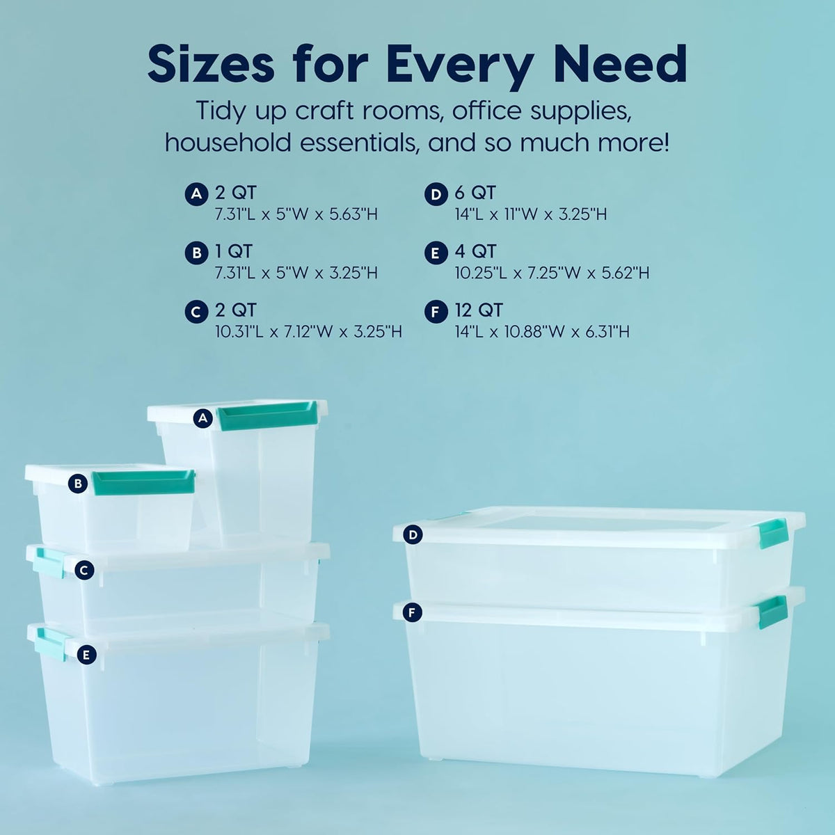 IRIS USA Storage Bins with Lids |Made in USA| 12 Qt - (4-Pack) - Clear