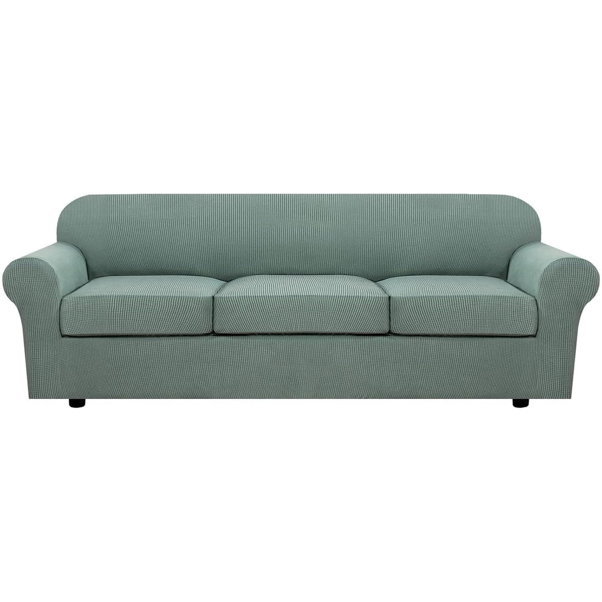 H.VERSAILTEX 4 Piece Stretch Sofa Covers for 3 Cushion Couch Covers for Living Room Furniture Slipcovers (Base Cover Plus 3 Seat Cushion Covers) Upgraded Thicker Jacquard Fabric (Sofa, Navy)