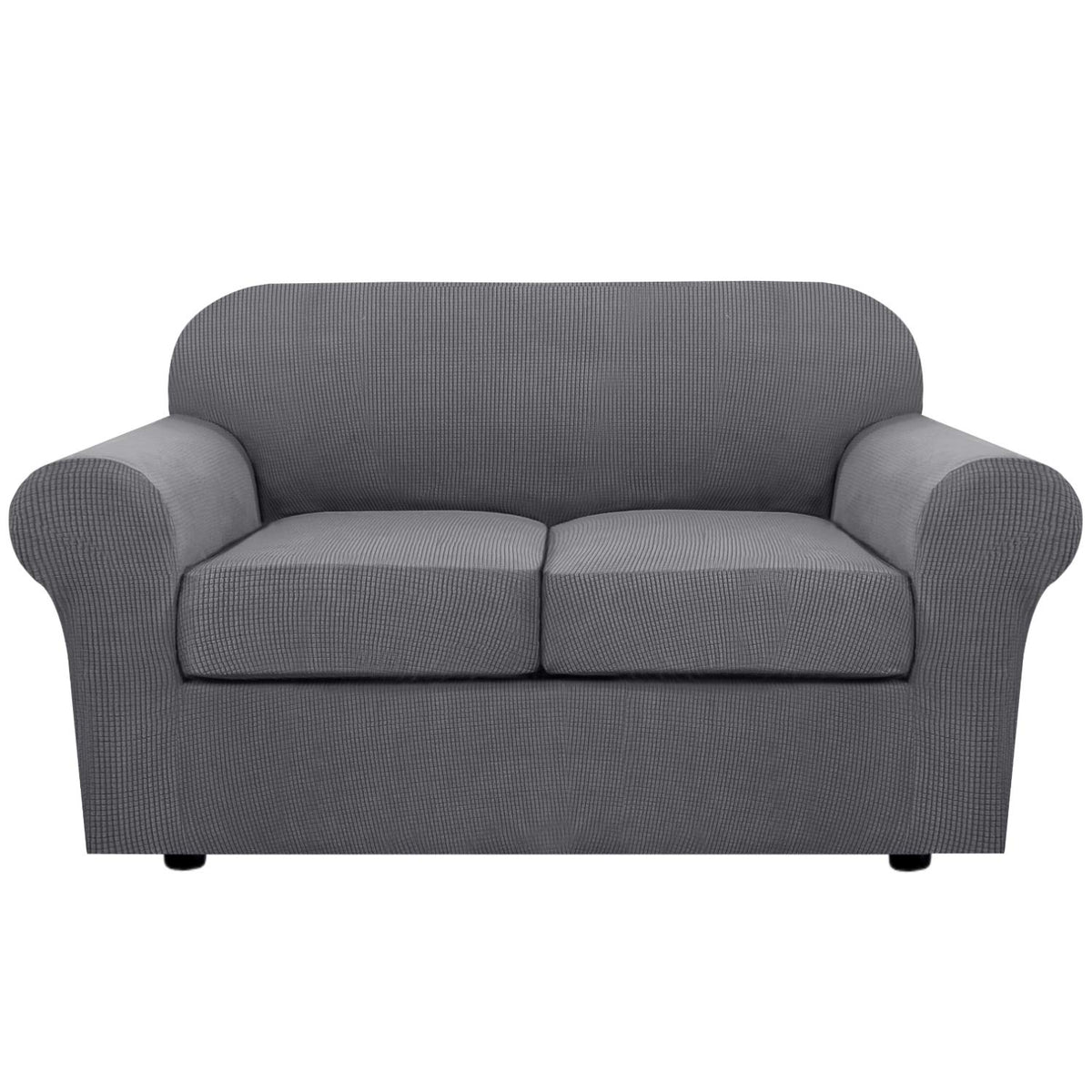 H.VERSAILTEX 4 Piece Stretch Sofa Covers for 3 Cushion Couch Covers for Living Room Furniture Slipcovers (Base Cover Plus 3 Seat Cushion Covers) Upgraded Thicker Jacquard Fabric (Sofa, Navy)