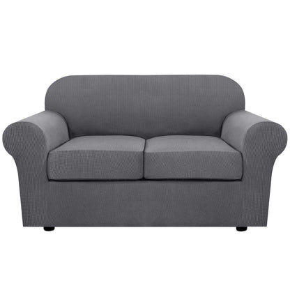 H.VERSAILTEX 4 Piece Stretch Sofa Covers for 3 Cushion Couch Covers for Living Room Furniture Slipcovers (Base Cover Plus 3 Seat Cushion Covers) Upgraded Thicker Jacquard Fabric (Sofa, Navy)