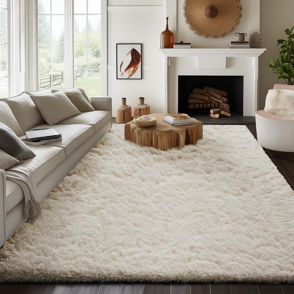 Ophanie Area Rugs 9x12 Living Room, Large Grey Bedroom Carpet, Big Shag Indoor Thick Soft Nursery Rug, Gray Fluffy Carpets for Boy and Girls Room Dorm Home Decor Aesthetic
