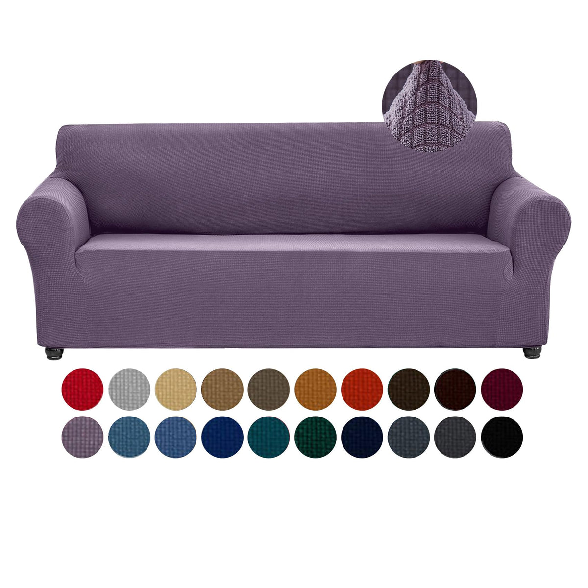 Joccun Stretch Couch Cover Slipcovers, 1-Piece Sofa Covers for 3 Cushion Couch Spandex Jacquard Washable Furniture Protector Cover for Living Room,Kids,Pets(Sofa,Black)