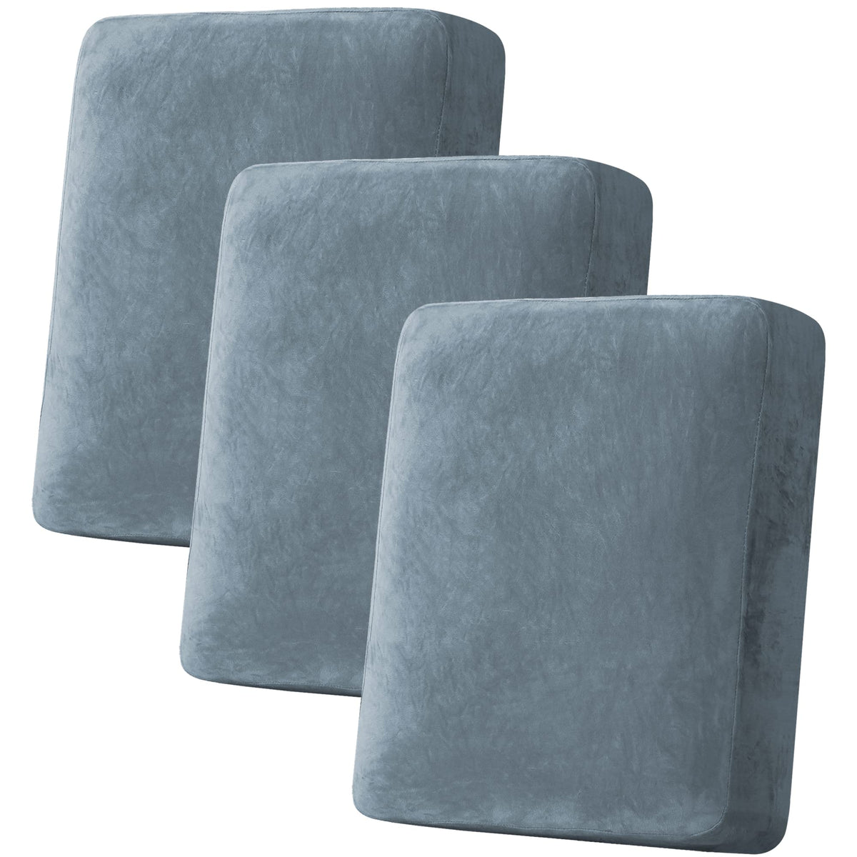 H.VERSAILTEX Velvet Stretch Couch Cushion Cover Plush Cushion Slipcover for Chair Loveseat Sofa Cushion Furniture Protector Seat Cushion Sofa Cover (2 Piece Large Sofa Cushion Covers, Ivory)