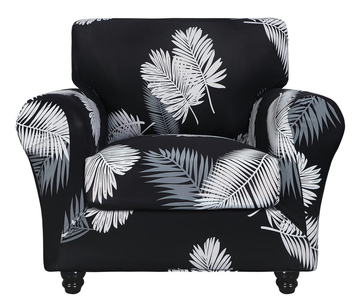 SearchI Stretch Sofa Cover Printed Couch Cover, Floral Pattern 4 Pieces Sofa Slipcover with 3 Separate Cushion Cover, Washable Furniture Protector for Living Room(Sofa, Yellow+Flower)
