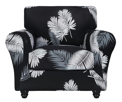 SearchI Stretch Sofa Cover Printed Couch Cover, Floral Pattern 4 Pieces Sofa Slipcover with 3 Separate Cushion Cover, Washable Furniture Protector for Living Room(Sofa, Yellow+Flower)