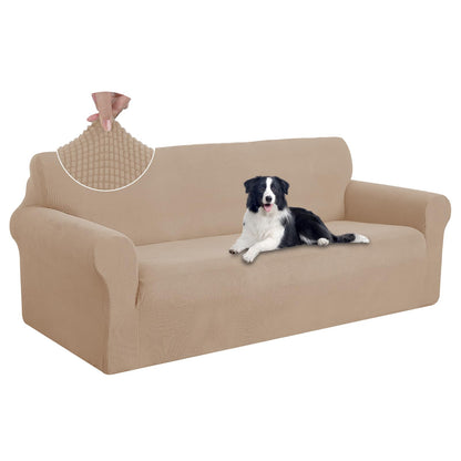 U-NICE HOME Stretch Couch Cover Slipcover for 3 Cushion Sofa, Chocolate