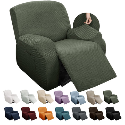 YEMYHOM 8 Pieces Stretch Recliner Sofa Cover Latest Jacquard Reclining Couch Cover with Side Pocket Anti-Slip Fitted 3 Cushion Furniture Slipcovers with Elastic Bottom (Sofa Recliner, Light Gray)