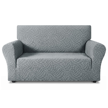 ZNSAYOTX 1 Piece Jacquard Couch Covers for 3 Cushion Couch Living Room High Stretch Sofa Cover Pets Dogs Friendly Anti Slip Thickened Slipcovers Furniture Protector (Sofa, Light Grey)