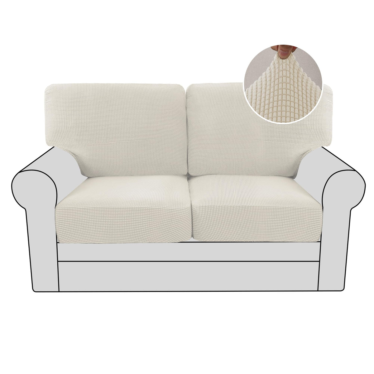H.VERSAILTEX Multi-Pieces Sofa Covers Stretch Couch Covers Form Fitted Seats and Back Cushions Covers (3 Seat Covers Plus 3 Back Cusion Covers, Bonus 2 Armrest Covers), Sand