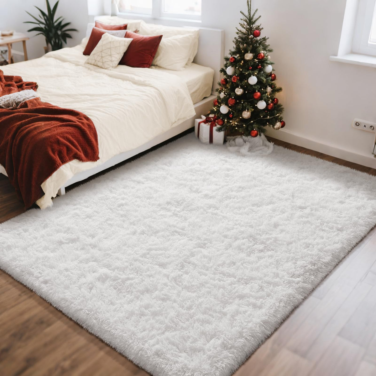 Ophanie Area Rugs 9x12 Living Room, Large Grey Bedroom Carpet, Big Shag Indoor Thick Soft Nursery Rug, Gray Fluffy Carpets for Boy and Girls Room Dorm Home Decor Aesthetic