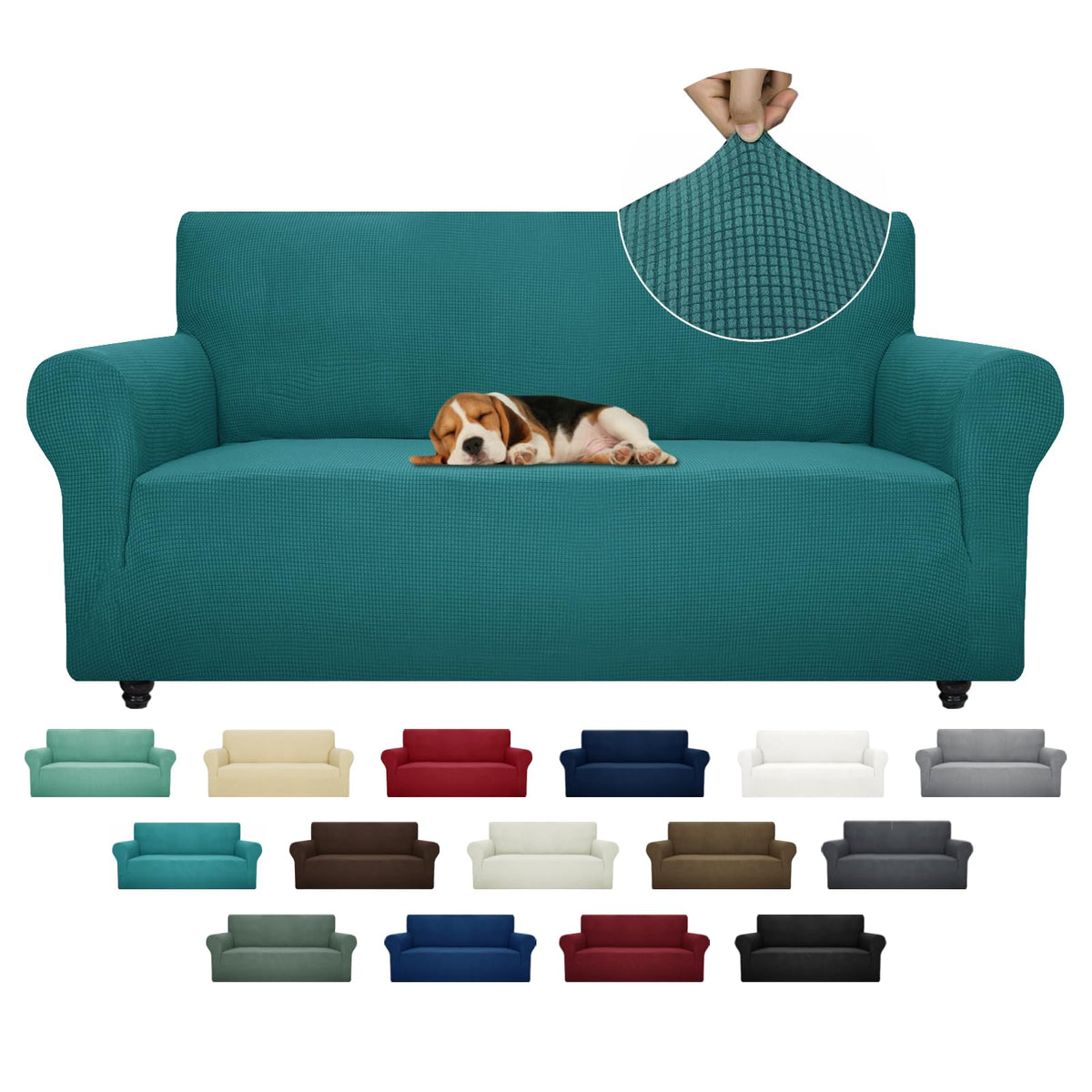 ZNSAYOTX Super Stretch Couch Cover (72"-92") Universal Sofa Covers with Elastic Bottom, Dog Cat Pets Friendly Washable Furniture Protector Fitted Sofa Slipcovers Stay in Place (Dark Grey, Sofa)