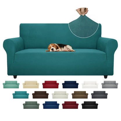 ZNSAYOTX Super Stretch Couch Cover (72"-92") Universal Sofa Covers with Elastic Bottom, Dog Cat Pets Friendly Washable Furniture Protector Fitted Sofa Slipcovers Stay in Place (Dark Grey, Sofa)