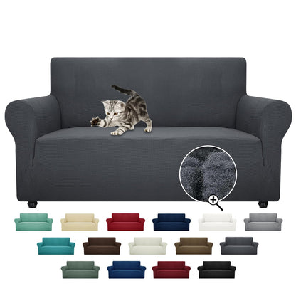 ZNSAYOTX Super Stretch Couch Cover (72"-92") Universal Sofa Covers with Elastic Bottom, Dog Cat Pets Friendly Washable Furniture Protector Fitted Sofa Slipcovers Stay in Place (Dark Grey, Sofa)