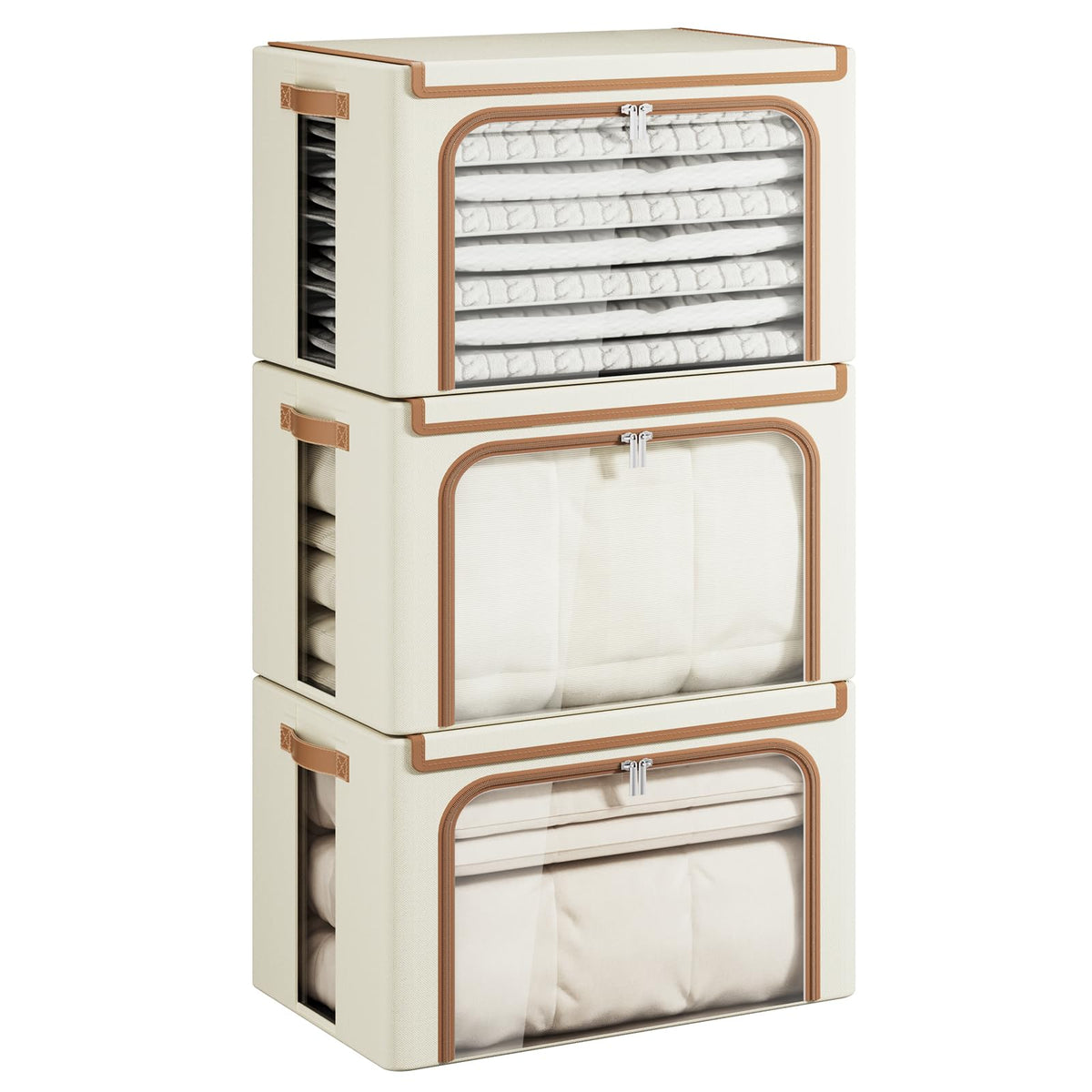 Yecaye Clothes Storage Bins with Metal Frame, Foldable Organizer Box, 40L