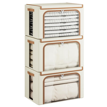 Yecaye Clothes Storage Bins with Metal Frame, Foldable Organizer Box, 40L