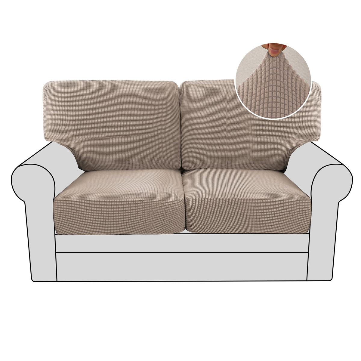 H.VERSAILTEX Multi-Pieces Sofa Covers Stretch Couch Covers Form Fitted Seats and Back Cushions Covers (3 Seat Covers Plus 3 Back Cusion Covers, Bonus 2 Armrest Covers), Sand