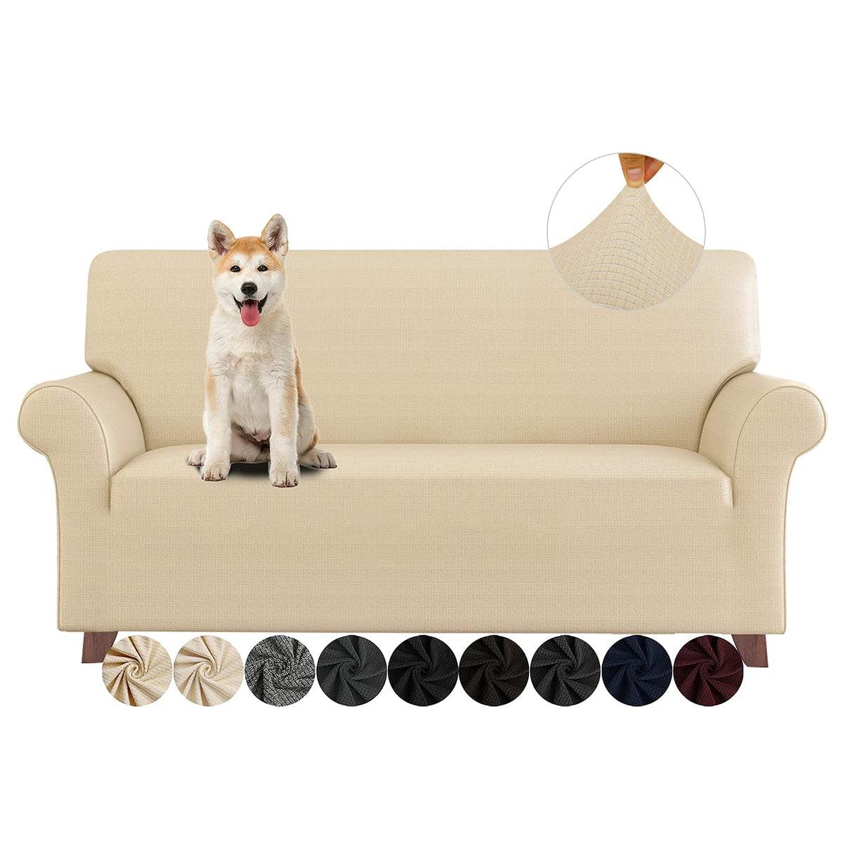 ZNSAYOTX Super Stretch Couch Cover (72"-92") Universal Sofa Covers with Elastic Bottom, Dog Cat Pets Friendly Washable Furniture Protector Fitted Sofa Slipcovers Stay in Place (Dark Grey, Sofa)