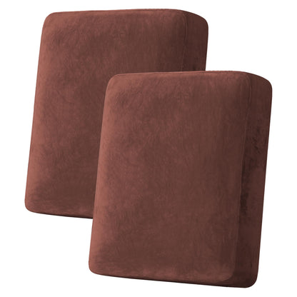 H.VERSAILTEX Velvet Stretch Couch Cushion Cover Plush Cushion Slipcover for Chair Loveseat Sofa Cushion Furniture Protector Seat Cushion Sofa Cover (2 Piece Large Sofa Cushion Covers, Ivory)