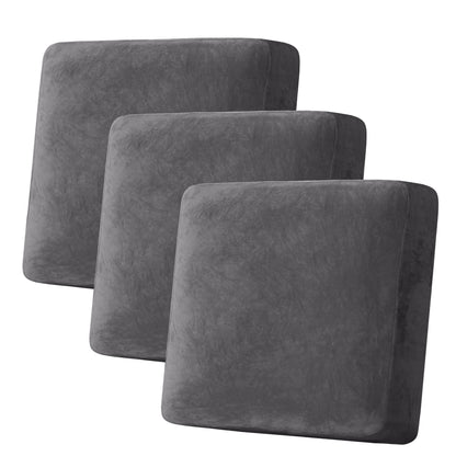 H.VERSAILTEX Velvet Stretch Couch Cushion Cover Plush Cushion Slipcover for Chair Loveseat Sofa Cushion Furniture Protector Seat Cushion Sofa Cover (2 Piece Large Sofa Cushion Covers, Ivory)