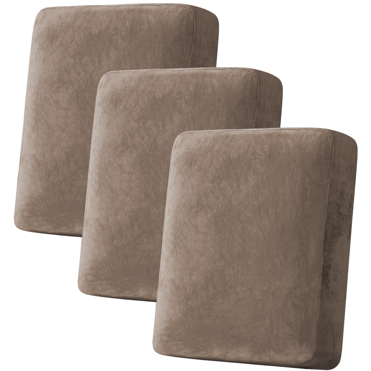 H.VERSAILTEX Velvet Stretch Couch Cushion Cover Plush Cushion Slipcover for Chair Loveseat Sofa Cushion Furniture Protector Seat Cushion Sofa Cover (2 Piece Large Sofa Cushion Covers, Ivory)