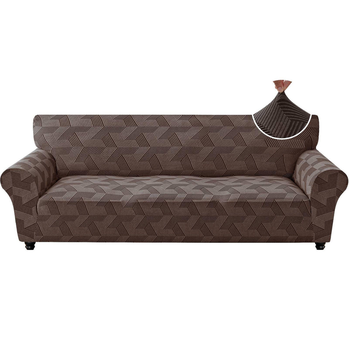 ZNSAYOTX Stretch Couch Covers for 3 Cushion Couch, 1-Piece Sofa Cover Slipcover Pet Friendly, Furniture Protector with Elastic Bottom for Dogs Geometrical Jacquard Fabric (Large, Light Grey)