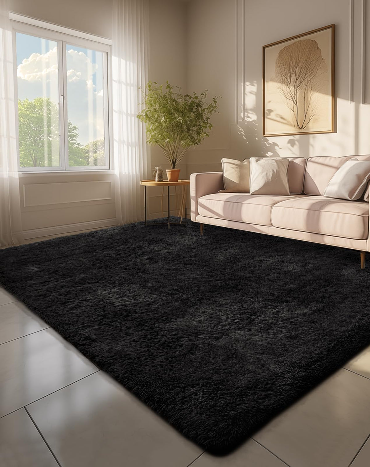 Ophanie Area Rugs 9x12 Living Room, Large Grey Bedroom Carpet, Big Shag Indoor Thick Soft Nursery Rug, Gray Fluffy Carpets for Boy and Girls Room Dorm Home Decor Aesthetic