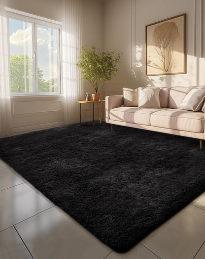 Ophanie Area Rugs 9x12 Living Room, Large Grey Bedroom Carpet, Big Shag Indoor Thick Soft Nursery Rug, Gray Fluffy Carpets for Boy and Girls Room Dorm Home Decor Aesthetic